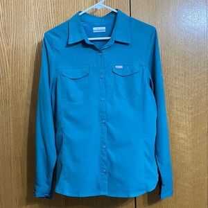 Columbia Silver Ridge Lite Omni-Shade Women’s Turquoise Blue Green Shirt Size M